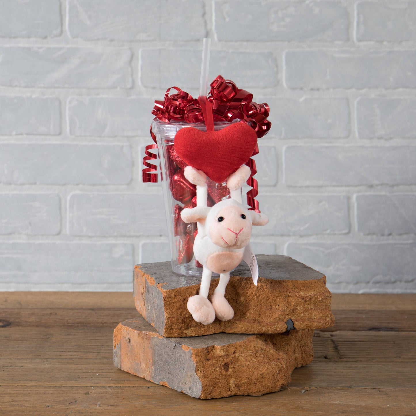 Valentine's Plush Hanger Lamb w/Heart - 3.5"