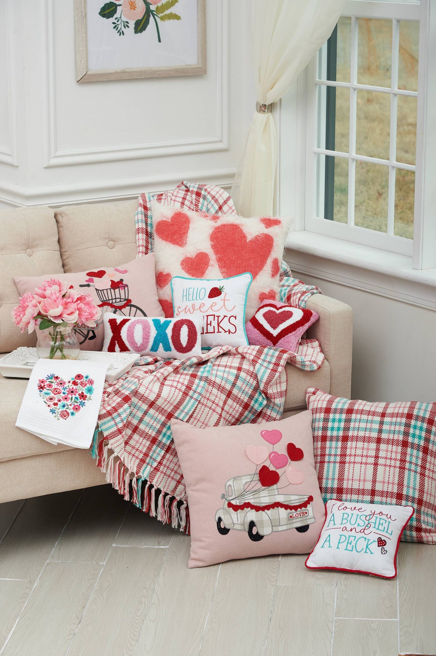 Valentine's Day Triple Heart Throw Pillow