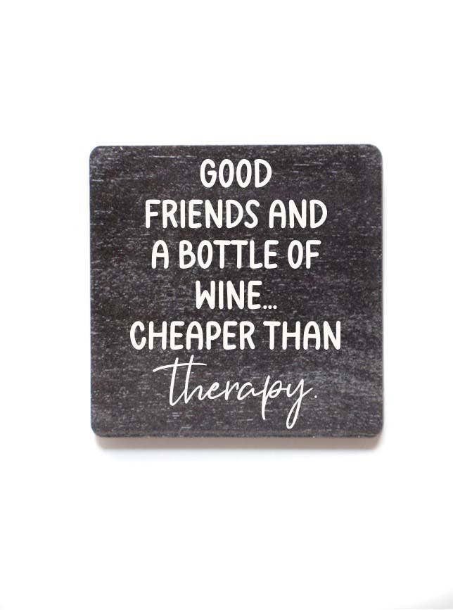 Good Friends And Wine Funny Wood Kitchen Magnets