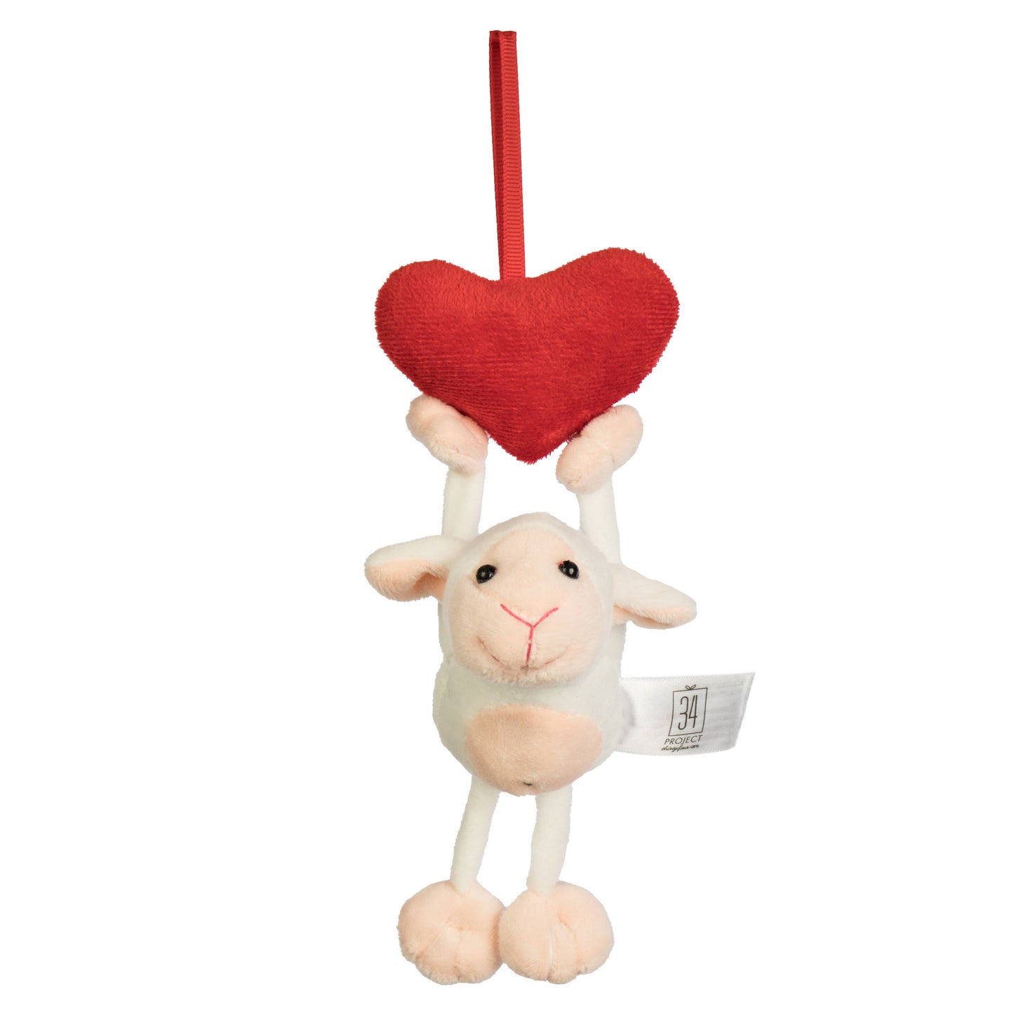 Valentine's Plush Hanger Lamb w/Heart - 3.5"