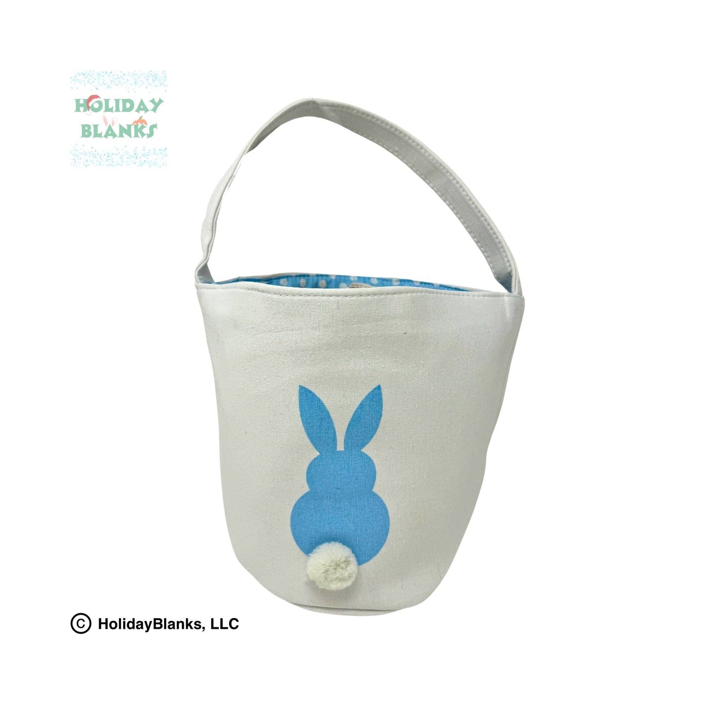 Easter Basket Bucket Embroidery Blank with printed bunny, fu