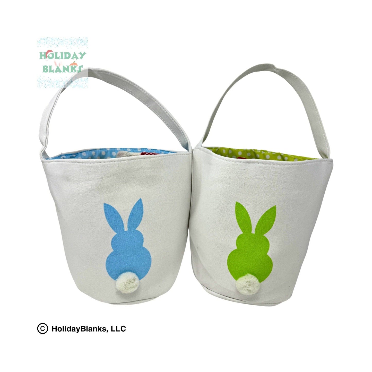 Easter Basket Bucket Embroidery Blank with printed bunny, fu