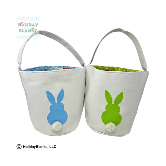 Easter Basket Bucket Embroidery Blank with printed bunny, fu