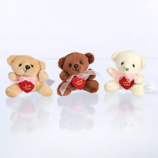 3" I Love You Valentine's Plush Bear w/ Heart Asst Set/3