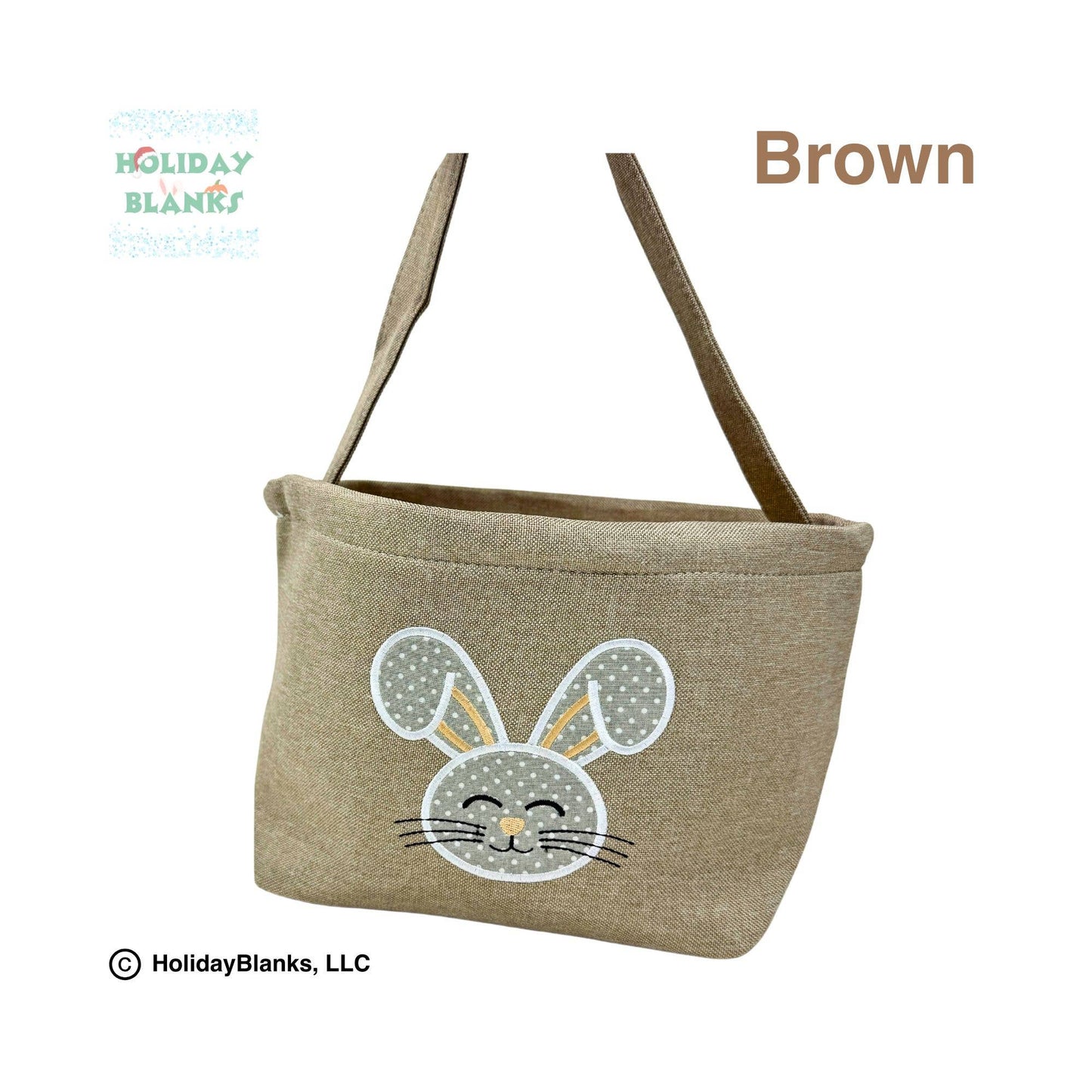 Bunny face applique Easter egg candy basket embroidery blank