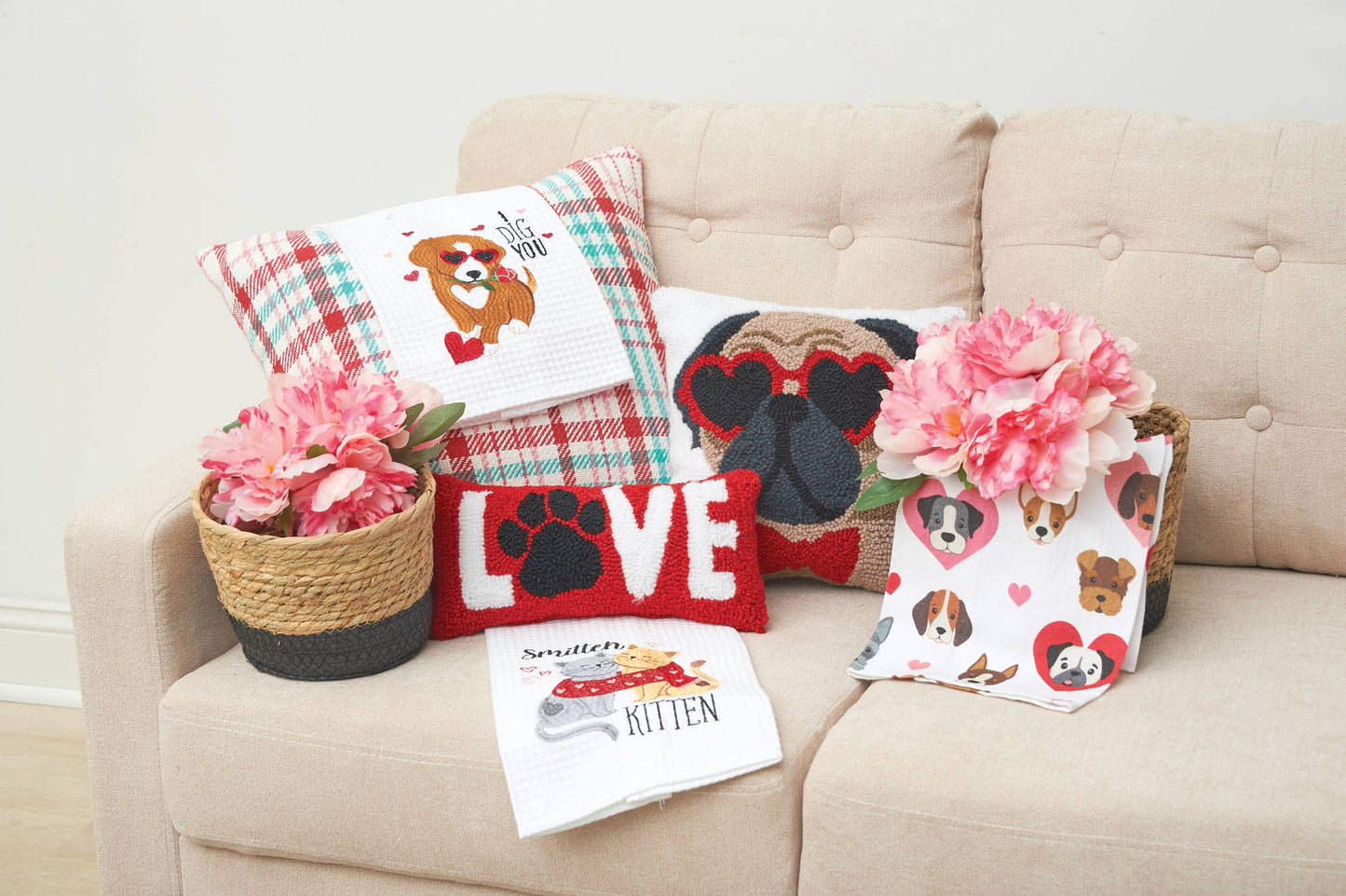Valentine's Day Love Paw Throw Pillow