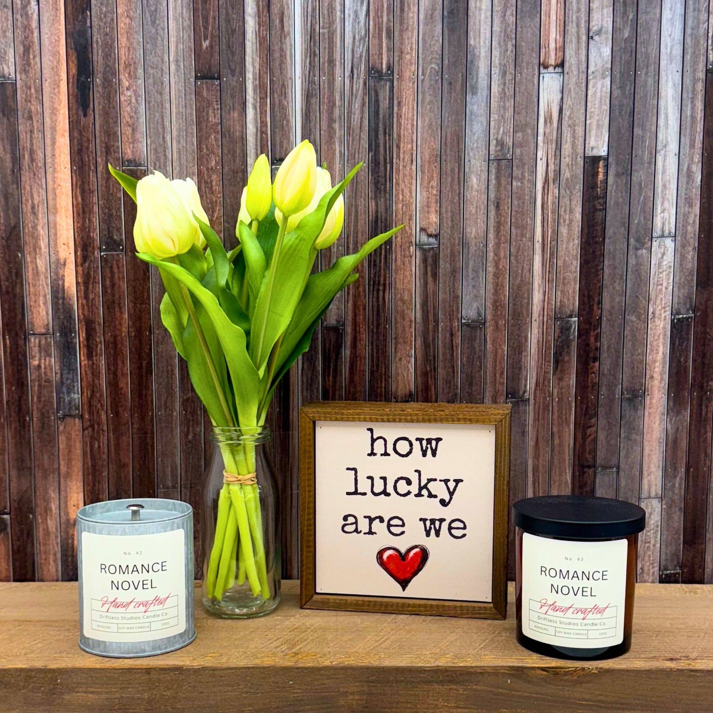 Romance Novel Valentine's Farmhouse Candles - Spring Decor