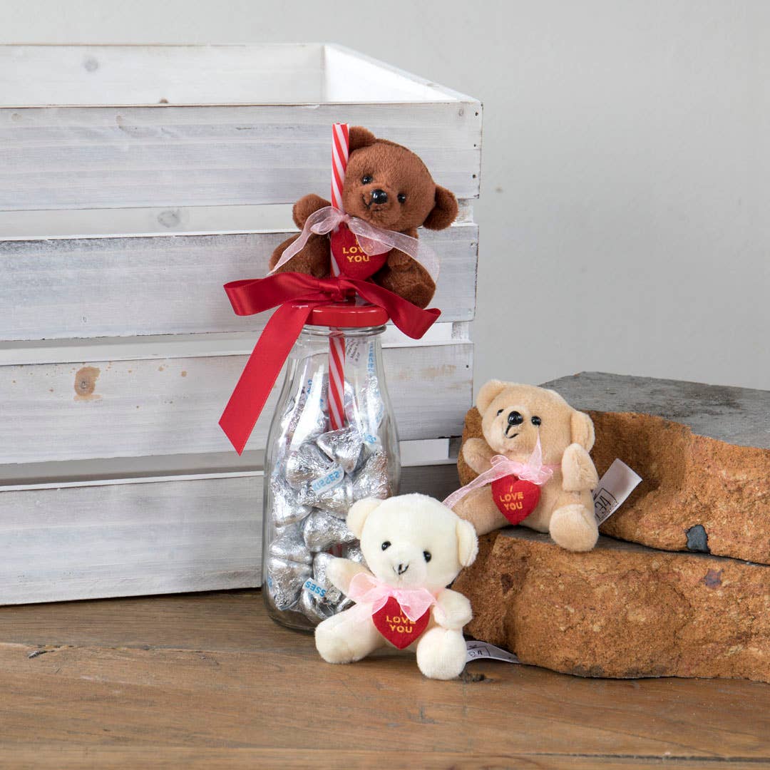 3" I Love You Valentine's Plush Bear w/ Heart Asst Set/3