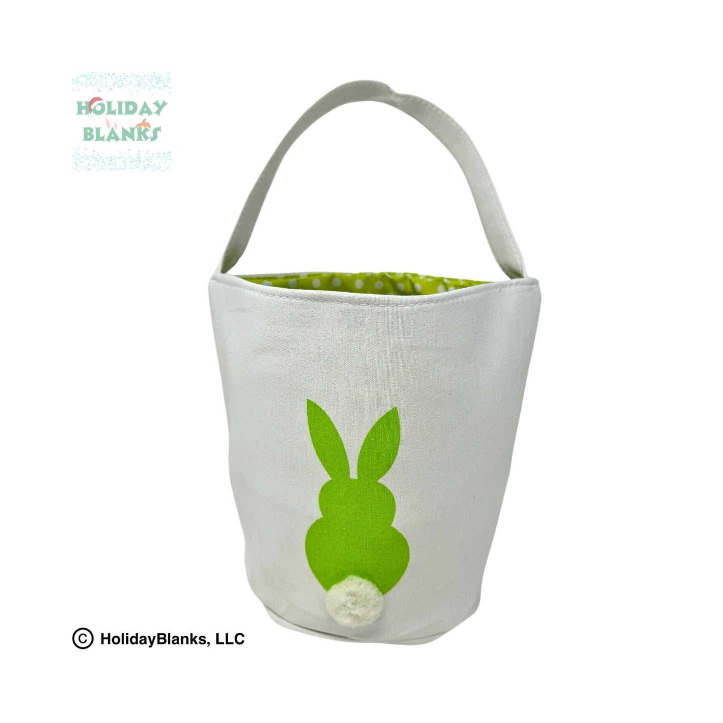 Easter Basket Bucket Embroidery Blank with printed bunny, fu