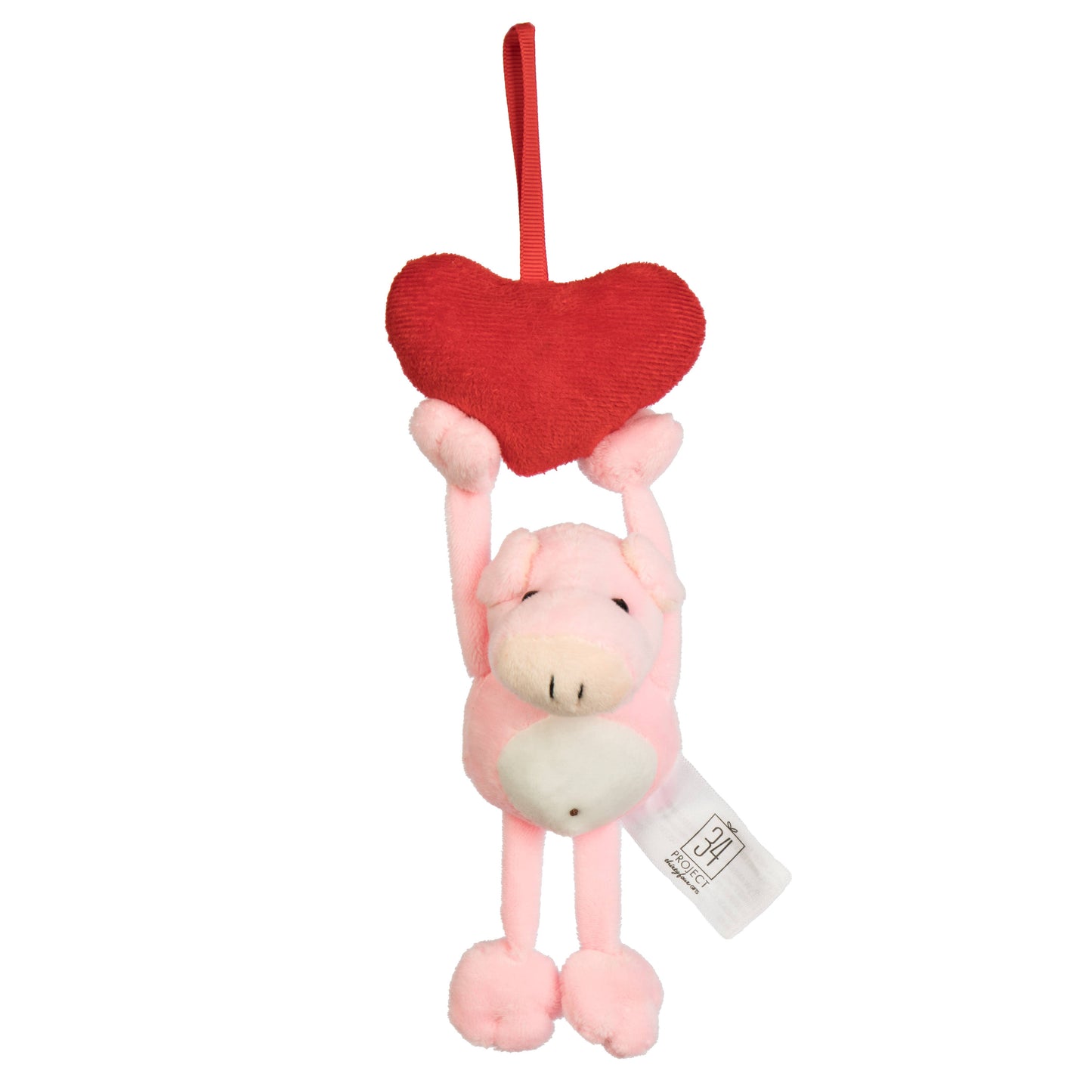 Valentine's Plush Hanger Cute Pig w/heart 3.5"