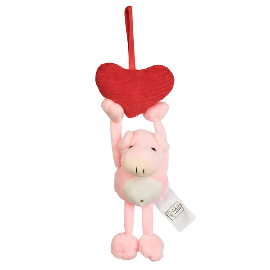 Valentine's Plush Hanger Cute Pig w/heart 3.5"