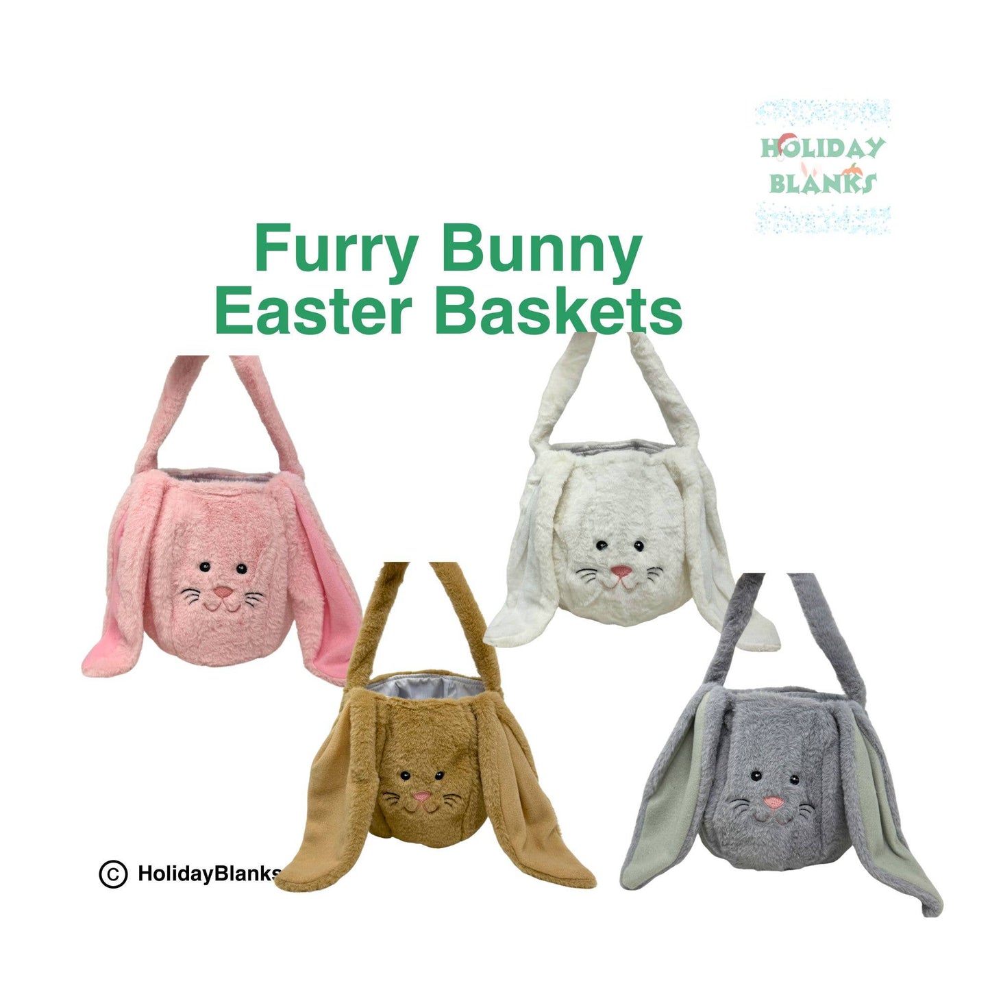Furry Bunny Easter Egg Candy Basket Embroidery Blanks