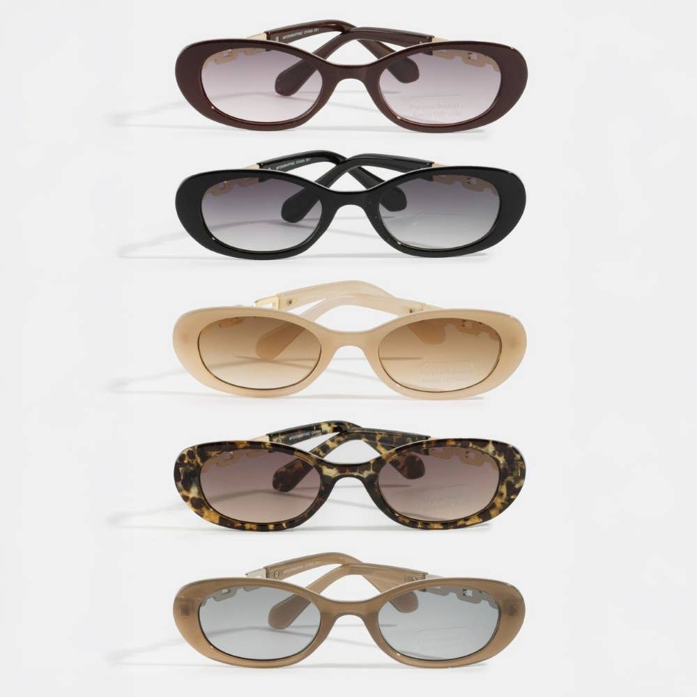 Retro Oval Sunglasses With Chunky Bold Frame